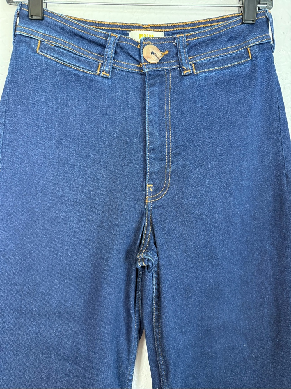 Maeve | Collette High Rise Wide Leg Indigo Blue Jeans Cropped Raw Hem Size 28 - Picture 4 of 10
